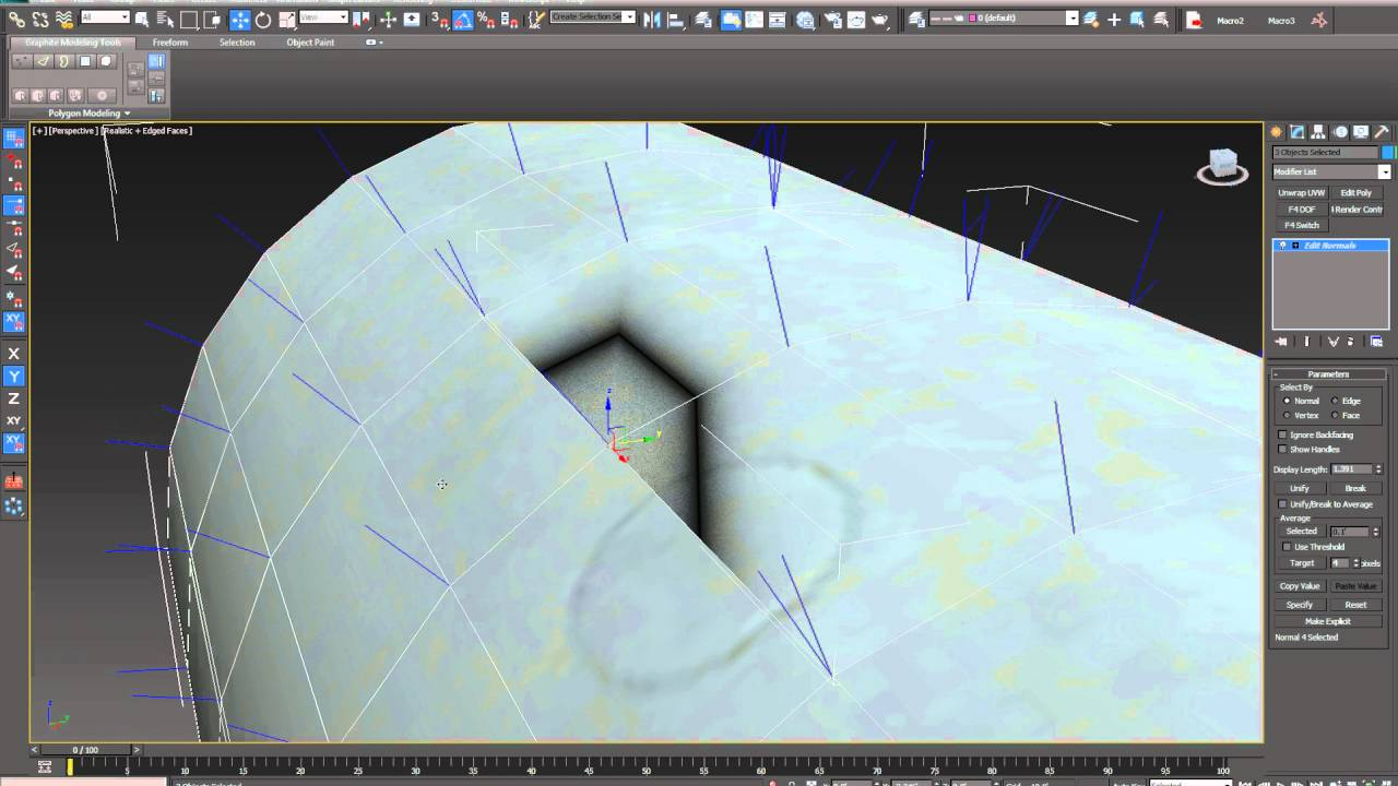 파란선분 : 3DsMax에서의 정점 법선(Vertex  Normal)